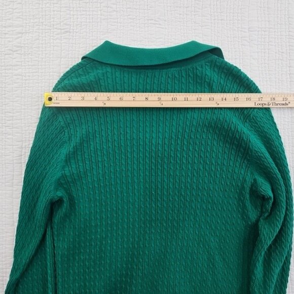 Tommy Hilfiger Cable Knit Sweater Women's XL Green V-Neck Long Sleeve EUC LN - Picture 9 of 13